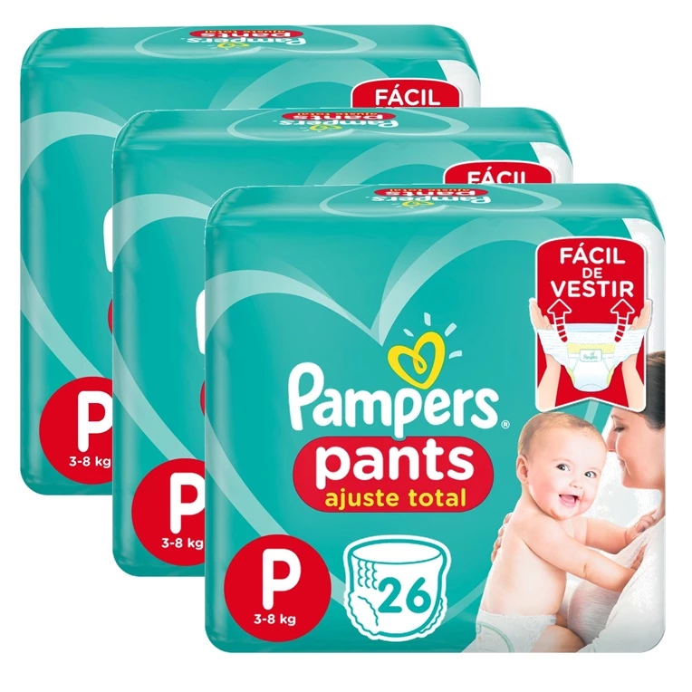 KIT 3 Pacotes Fraldas Pampers Pants P - 78 Fraldas